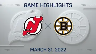 NHL Highlights | Devils vs. Bruins - Mar. 31, 2022