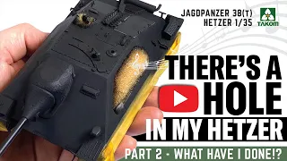 HOLY SMOKES! I've just cut a hole in my HETZER! Pt2. Takom 1/35 Early Hetzer Build & Paint Tutorial