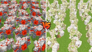 50+ Redstone Golem vs. 300+ SUPER GOLEMS in Minecraft. WHO IS STRONGER?