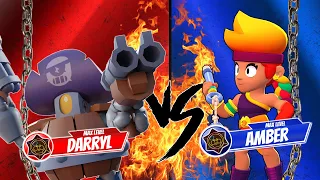 DARRYL vs AMBER | 1v1 Savaşçı Karşılaştırmaları X Brawl Stars