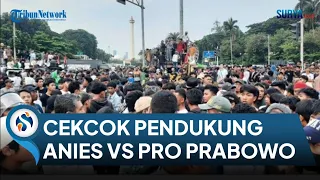 Cekcok Massa Pendukung Anies vs Pro-Prabowo di Patung Kuda, Adu Orasi hingga Berujung Ricuh