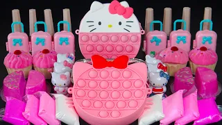 ASMR Hello Kitty Pink Slime!Mixing Makeup,Eyeshadow,Shiny Things into Slime #ASMR #Satisfying