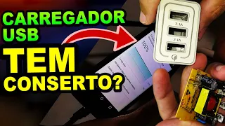 COMO CONSERTAR CARREGADOR DE CELULAR USB COM FALHA - SOLDAR PLACA - Onde está o defeito?