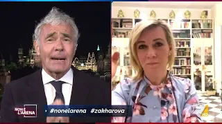 In diretta da Mosca Massimo Giletti dibatte con la portavoce di Lavrov: "Lei deve fare qualcosa!"