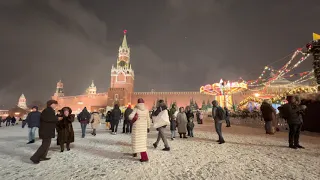 Walk in Red Square Christmas Market Moscow