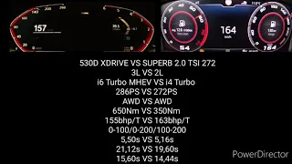 BMW 530D XDRIVE 286PS VS SKODA SUPERB SPORTLINE 2.0 TSI 272PS ACCELERATION 0-200KM/H