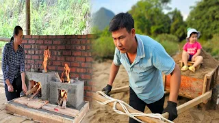 Pick melons to sell. Husband builds stove, Wife cooks