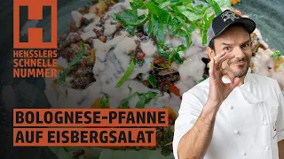 Schnelles Bolognese-Pfanne auf Eisbergsalat Rezept von Steffen Henssler | Günstige Rezepte