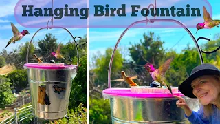 How To Make Hanging Hummingbird ENDLESS Water Fountain Bird Bath EASY Solar Powered TOTALLY PORTABLE