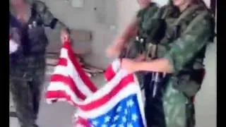 ‪Russian Army burned USA flag. Glory to Russia‬‏ from Slovakia !