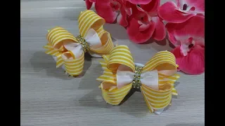 Красивые бантики из репсовых лент МК Канзаши / Beautiful bow of REP ribbons