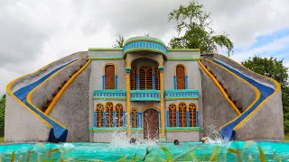 135 Days To Build Two Story Classic Mud Villa, Twin Water Slide To Underground Swimming Pool