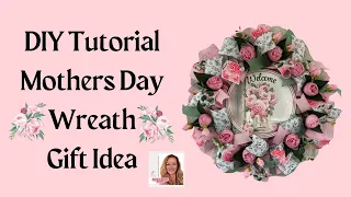 DIY Mothers Day Mesh Wreath, Mom Gift Idea, Do it Yourself Tutorial