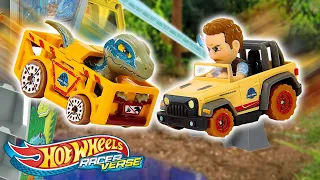 Jurassic World Dinosaur Escape! | Hot Wheels RacerVerse