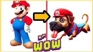 SUPER MARIO BROTHERS ALL CHARACTERS ALS DOGS