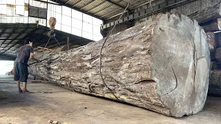 Sawmill Wood Skill - Working Dismantling And Wood Cutting Sawmill In Woodworking Factory