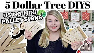 5 Genius Ways To Use DOLLAR TREE WOOD! (MINI PALLET SIGNS) | Dollar Tree DIYS Christmas 2021