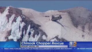 Chinook Balances Precariously On Mt. Hood For Climber Rescue