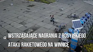 Zbrodniczy ostrzał Winnicy na Ukrainie. Kamery uchwyciły moment, gdy spadają rosyjskie rakiety.