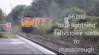 Felixstowe container freight trains at trimley station 9/8/18