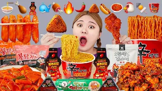 Mukbang Fire Spicy Noodles 하이유의 불닭볶음면 매운음식 이모지먹방🔥🍜🐔 Spicy emoji food challenge | HIU 하이유