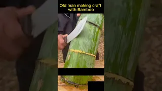 Old Craftsman Making Craft with Bamboo