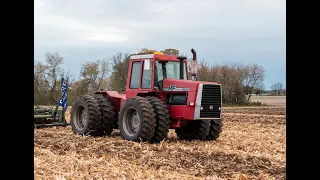 Massey Ferguson 4840 with 903 Cummins disking corn ground Wisconsin part 1