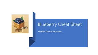 Blueberry Cheat Sheet| Klondike The Lost Expedition