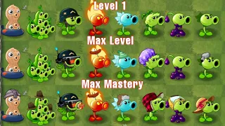 PvZ 2 All Peashooter Level1 Vs. Max Level Vs. Mastery200 (V9.8.1)