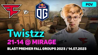 CSGO POV FaZe Twistzz (21/14) vs OG (mirage) @ BLAST Premier Fall Groups 2023 / Jul 14, 2023