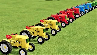 MINI TRACTOR OF COLORS ! TRANSPORTING  COLORED MINI TRACTORS WITH TRUCKS ! Farming Simulator 22 !