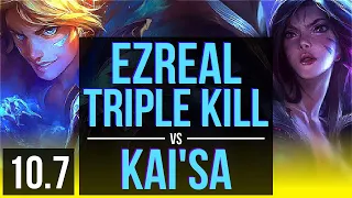 EZREAL & Tahm Kench vs KAI'SA & Pyke (ADC) | Triple Kill, KDA 15/3/8 | KR Grandmaster | v10.7