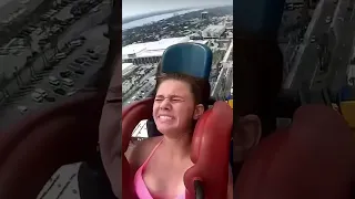 Pink Bikini girl faints on slingshot ride