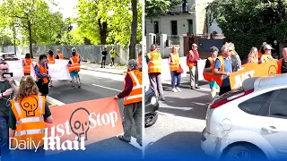 Awkward moment Just Stop Oil marchers get stuck in heavy traffic in London