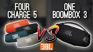 JBL Boombox 3 vs FOUR JBL Charge 5 Connected w/PartyBoost | New Stuff TV