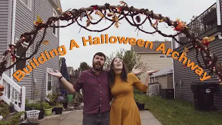 Building A BIG Halloween Archway with DIY Fake Vines & Color-Changing Lights!!! | Autumn Arch DIY