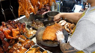 Taiwanese food healthy lunch box, oven roasted pork duck chicken - Taiwanese street food