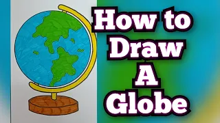 How to draw a Globe/ Drawing of a globe 🌍