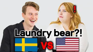 American heard THE STRANGEST SWEDISH WORDS!! (Rooster Phone?!)