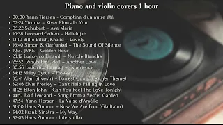 1 hour piano and violin covers for relaxation, stress relief, study, sleep