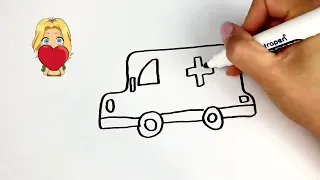 Bolalar uchun mashina rasm chizish Drawing ambulance for kids Рисование скорая помощь для детей