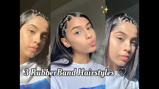 3 Easy Hairstyles Using Rubberbands !!