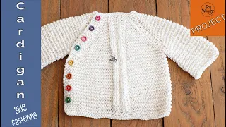 Round Neck Baby Cardigan with a side fastening knitting pattern - So Woolly