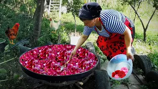 Rose Petal Jam Recipe in the Village - Azerbaijan's Heavenly Village