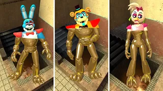 DESTROY ALL NEW GOLD GLAMROCK ANIMATRONICS In Garry's Mod! Five Nights at Freddy's