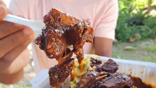Street Food Jamaica: The Jamaican SPICY Janga, Pork!! Travelling Southwest for Food!