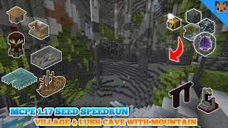 Minecraft pe 1.17 seed speedrun - Village & mountain / lush cave / portal with fortress & other !!