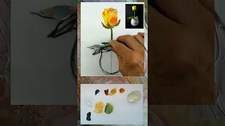 Pintura de rosa amarela com espátula - Escudeiro