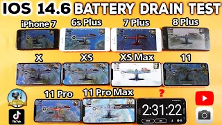 IOS 14.6 Battery Drain Test | 6s+ vs 7 vs 7 Plus vs 8 Plus vs X vs XS Max vs 11 vs 11 Pro vs Pro Max