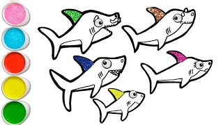 Shark Family Drawing Painting Colouring For Kids And Toddlers